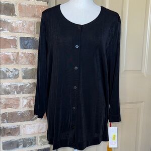New Ruby Rd. Plus Size Black Button Front Shirt Jacket Minimalist Capsule Sz 1X